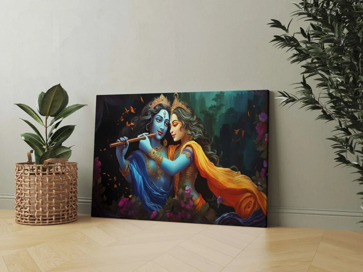 CH-RK-LDP12 Radha Krishna Canvas Paintings For Wall Decoration For Living Room Bedroom Home Office & Hotels SWASTIK CREATIONS The Trend Point