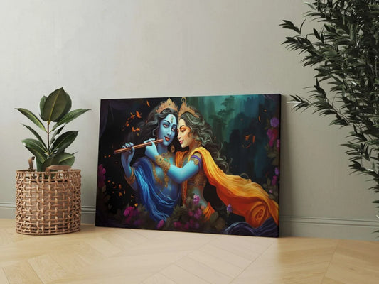 CH-RK-LDP12 Radha Krishna Canvas Paintings For Wall Decoration For Living Room Bedroom Home Office & Hotels