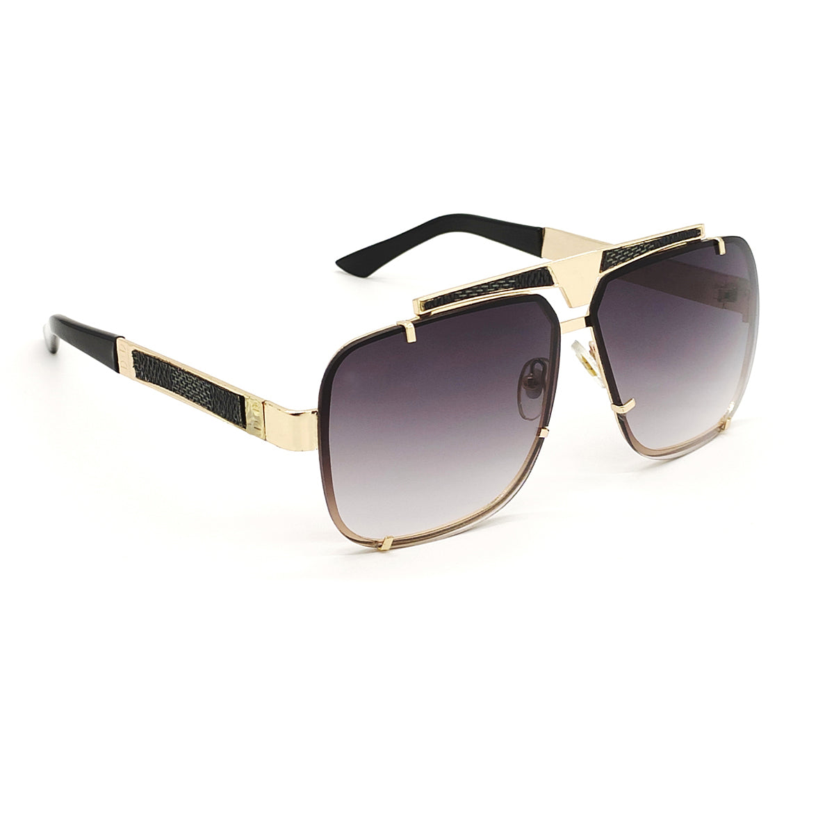 Black Napoli Square Sunglasses (SUN-LV-7003-BLK2GLD) SWASTIK CREATIONS The Trend Point