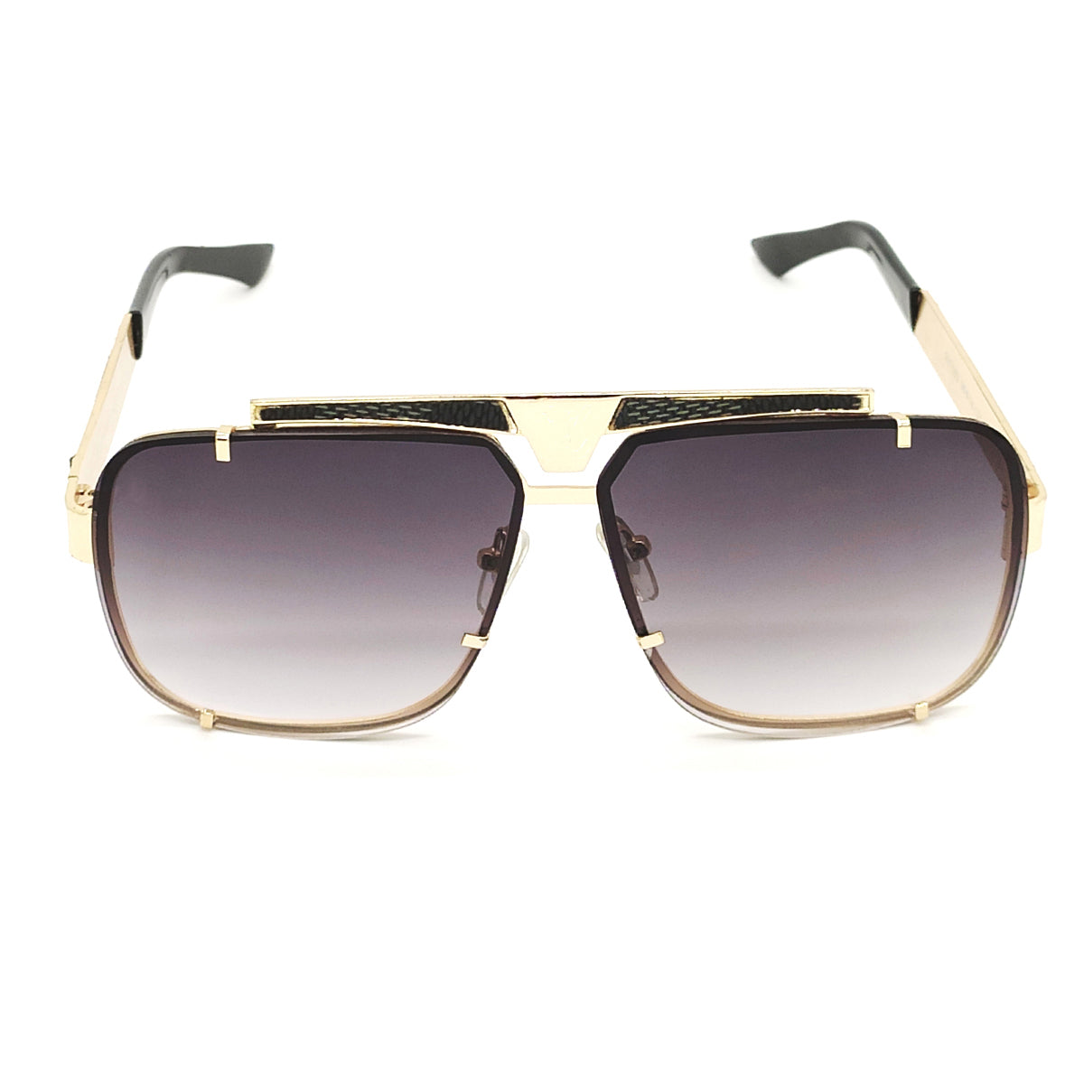 Black Napoli Square Sunglasses (SUN-LV-7003-BLK2GLD) SWASTIK CREATIONS The Trend Point