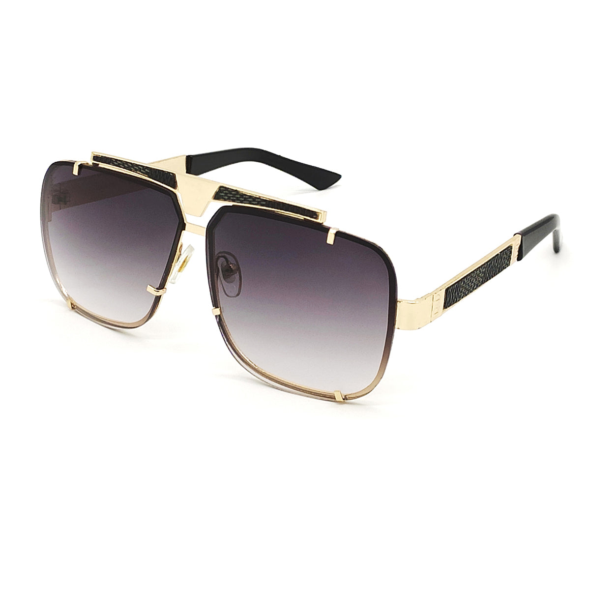 Black Napoli Square Sunglasses (SUN-LV-7003-BLK2GLD) SWASTIK CREATIONS The Trend Point