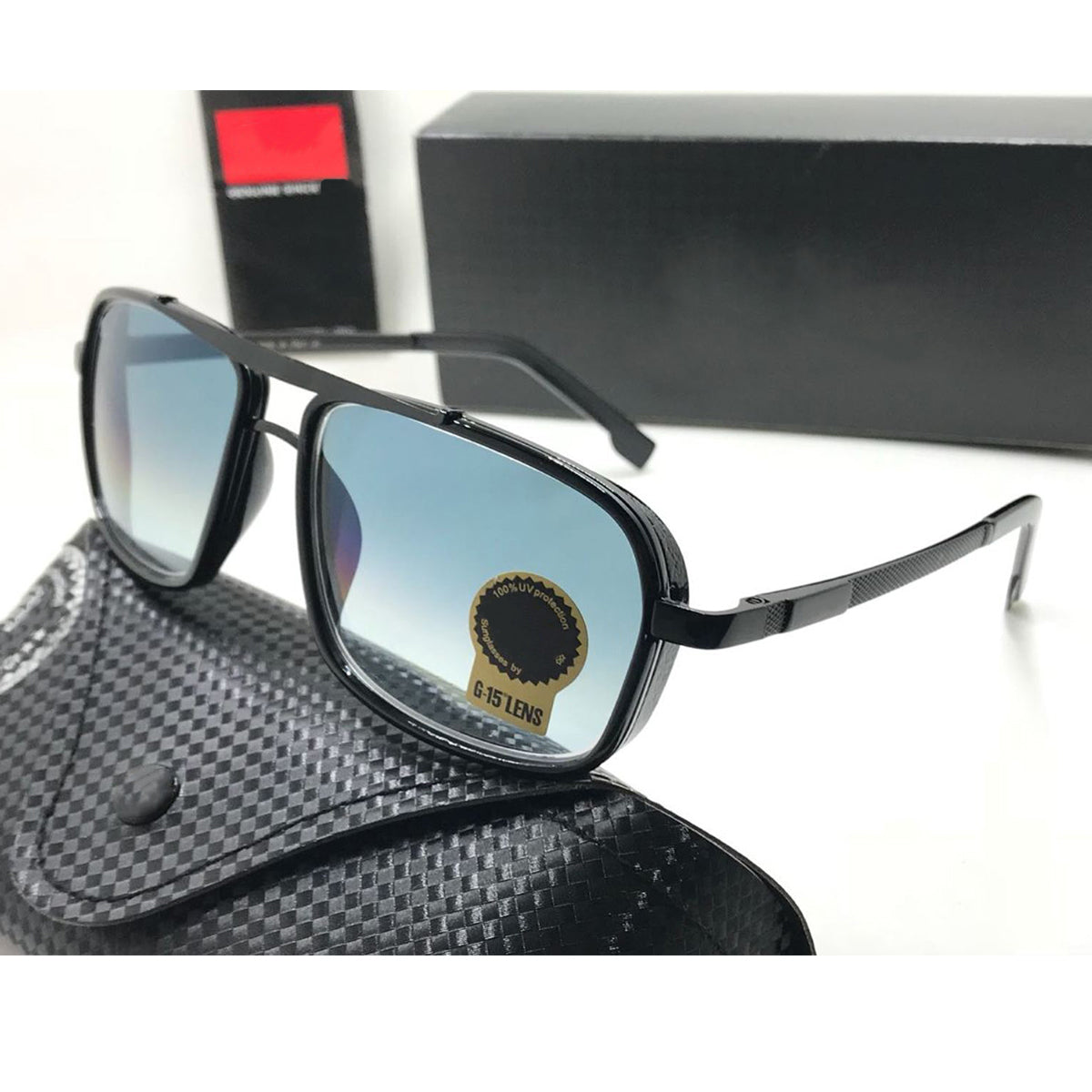 Madarian 4413 Square Sunglasses (SUN-RN-4413-BLU2BLK-M) SWASTIK CREATIONS The Trend Point