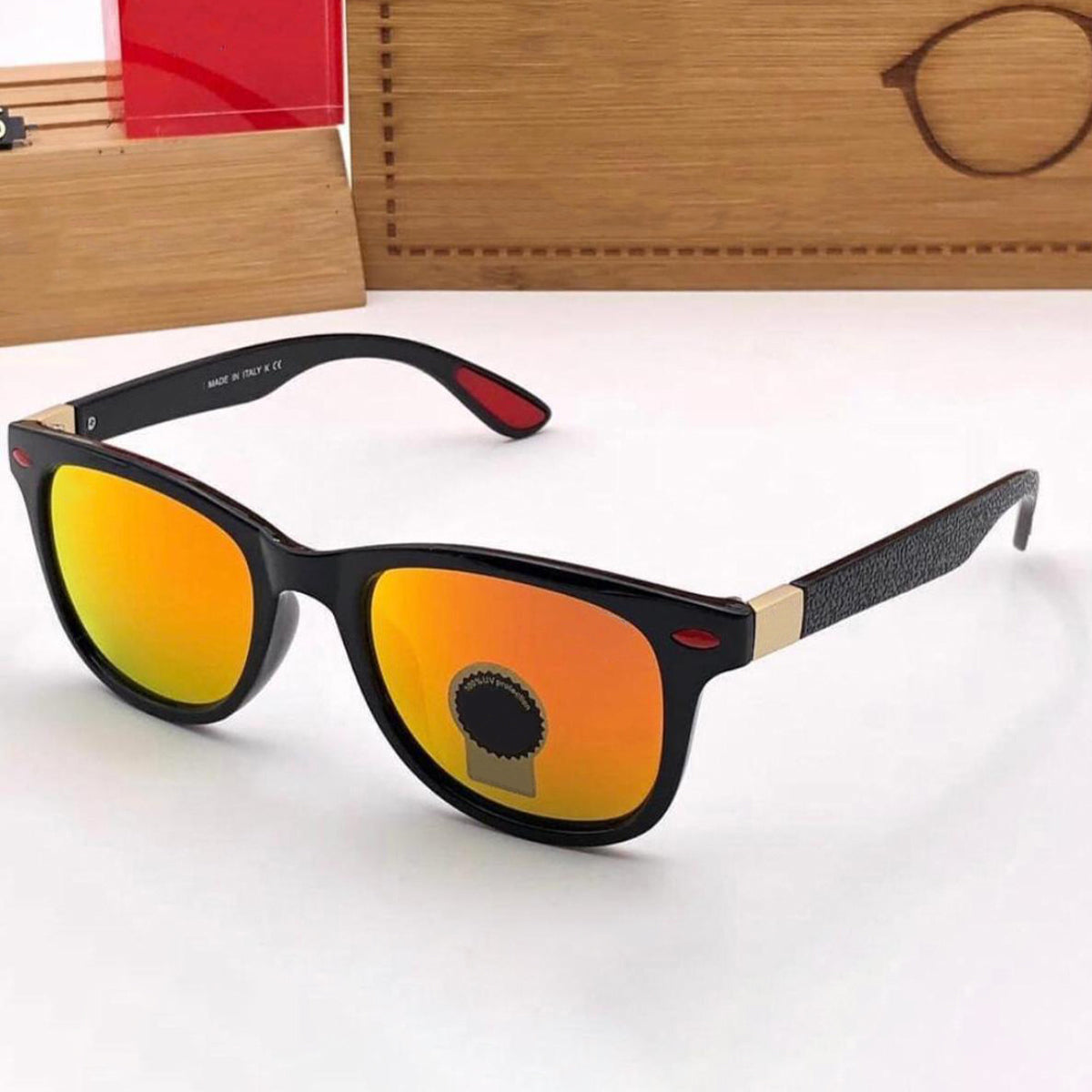 Orange VENOM Square Sunglasses (SUN-RN-4195-ORG3GLD-M) SWASTIK CREATIONS The Trend Point