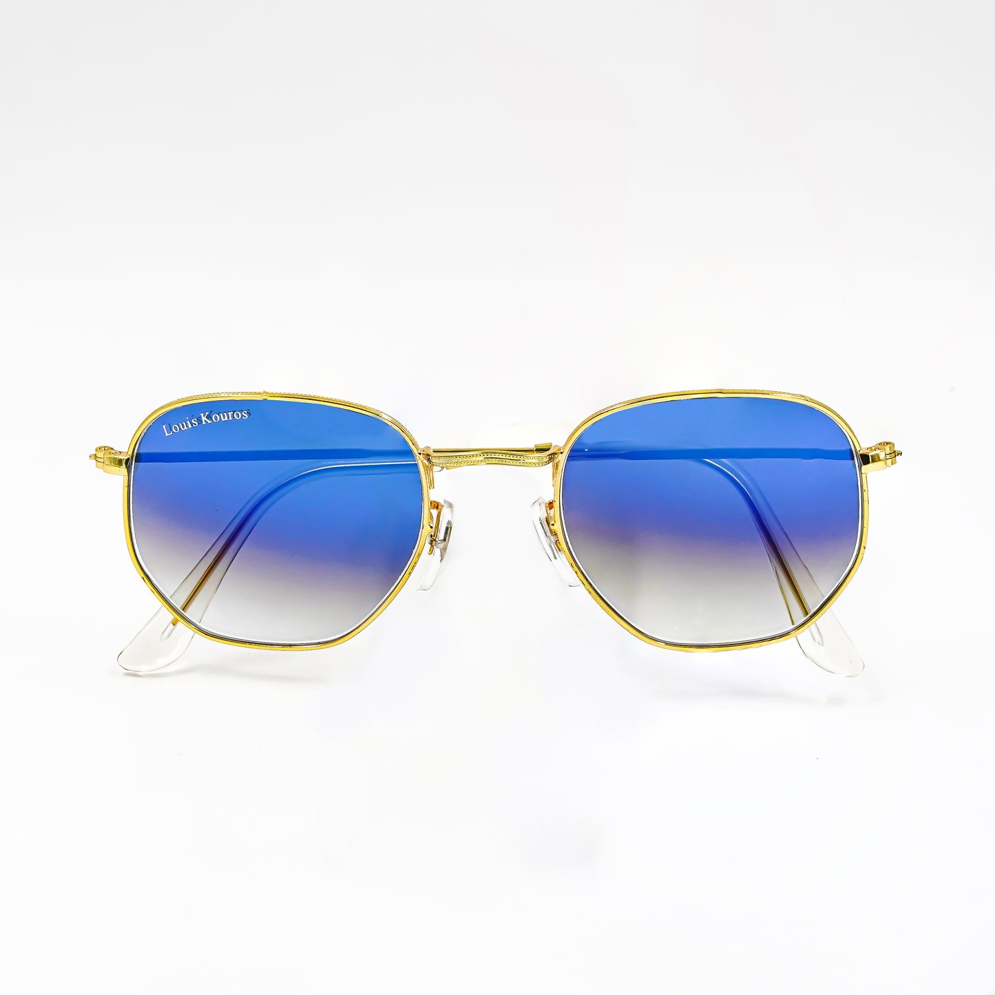 Blue Tarth Hexagonal Sunglasses (SUN-LK-3548-BLU2GLD-M) SWASTIK CREATIONS The Trend Point