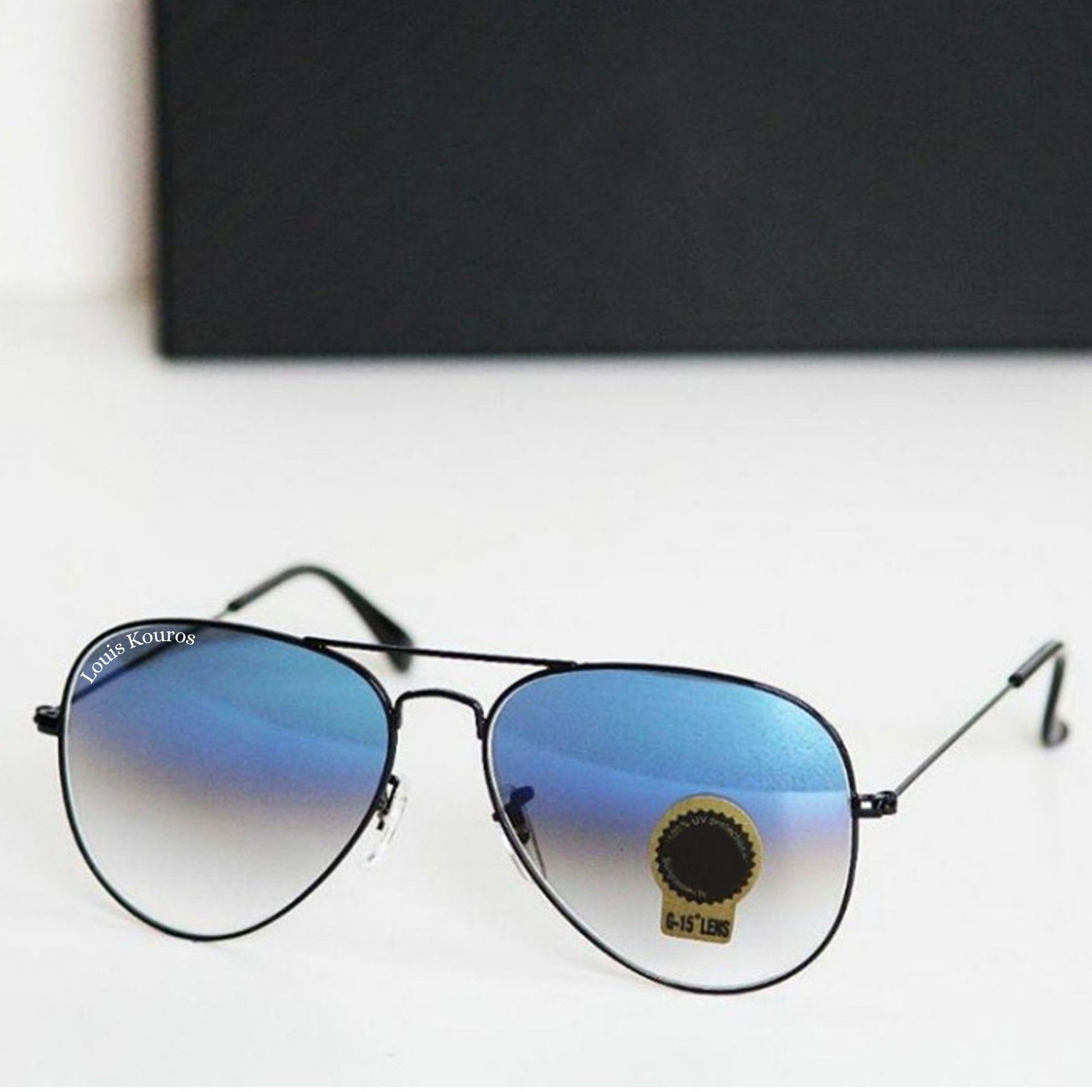 Blue Armstoner Aviator Sunglasses (SUN-LK-3026-BLU2BLK-M)