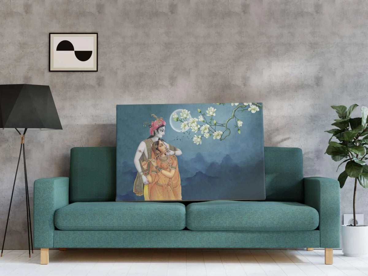 CH-RK-LDP1 Radha Krishna Canvas Paintings For Wall Decoration For Living Room Bedroom Home Office & Hotels SWASTIK CREATIONS The Trend Point