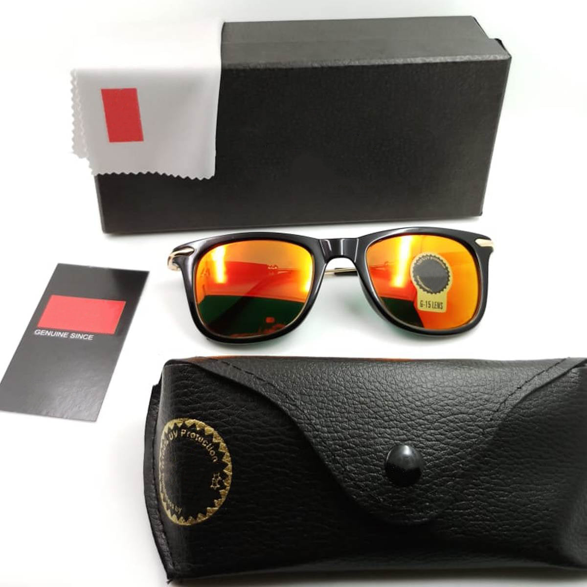 Orange Enigte Square Sunglasses (SUN-RN-2148-ORG3GLD-M) SWASTIK CREATIONS The Trend Point