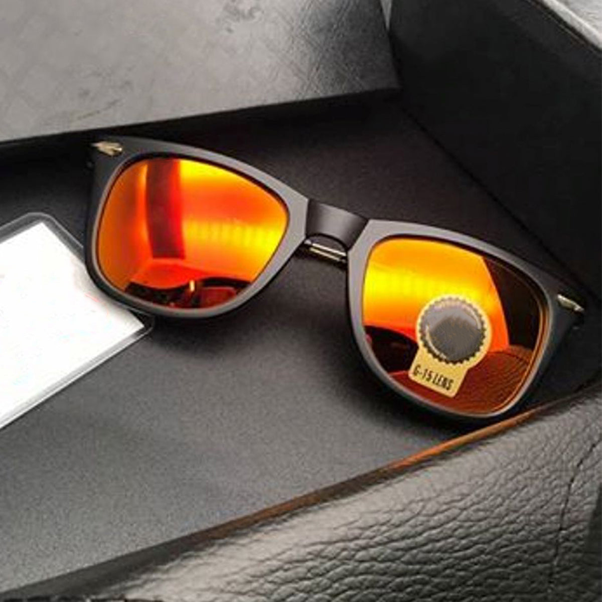 Orange Enigte Square Sunglasses (SUN-RN-2148-ORG3GLD-M)