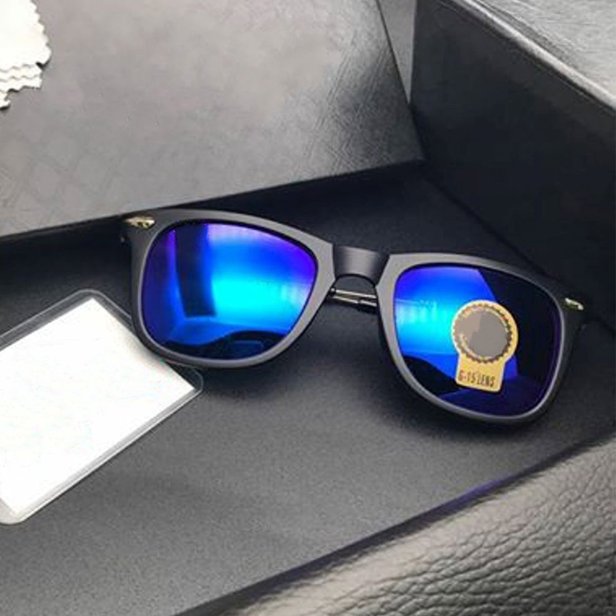 Blue Enigte Square Sunglasses (SUN-RN-2148-BLU3GLD-M)