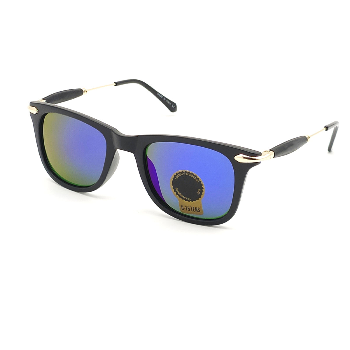 Blue Enigte Square Sunglasses (SUN-RN-2148-BLU3GLD-M) SWASTIK CREATIONS The Trend Point