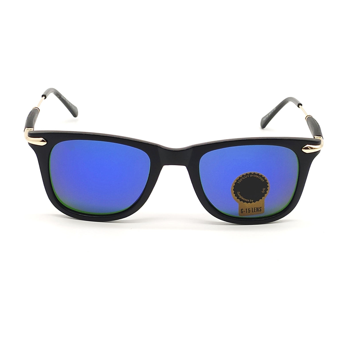 Blue Enigte Square Sunglasses (SUN-RN-2148-BLU3GLD-M) SWASTIK CREATIONS The Trend Point