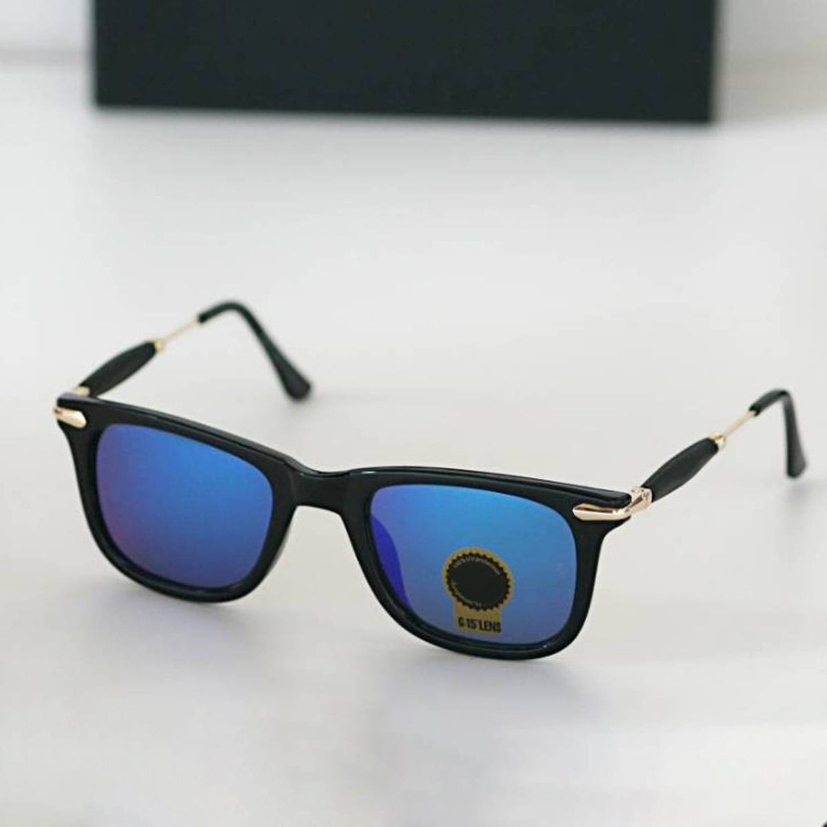 Blue Enigte Square Sunglasses (SUN-RN-2148-BLU3GLD-M) SWASTIK CREATIONS The Trend Point