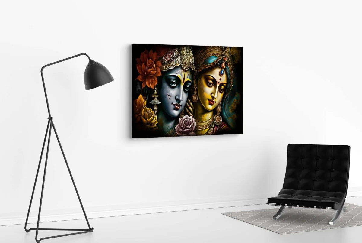 CH-RK-LDP4 Radha Krishna Canvas Paintings For Wall Decoration For Living Room Bedroom Home Office & Hotels SWASTIK CREATIONS The Trend Point