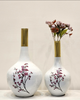 Elegant White Table Top Metal Vases | Set of 2