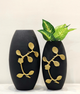 Matte Black Metal Vases | Set of 2