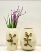 Off-White Textured Metal Vases | Set of 2