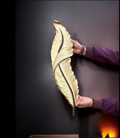 Golden LED Feather Wall Art