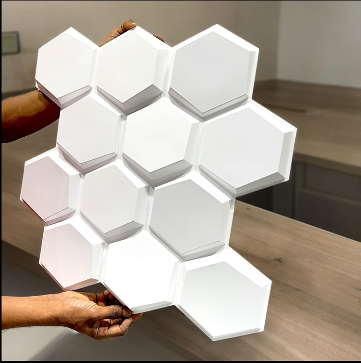 Hexagon 3D PVC Brown Wall Panels (Box of 50 pc) - 3 colors