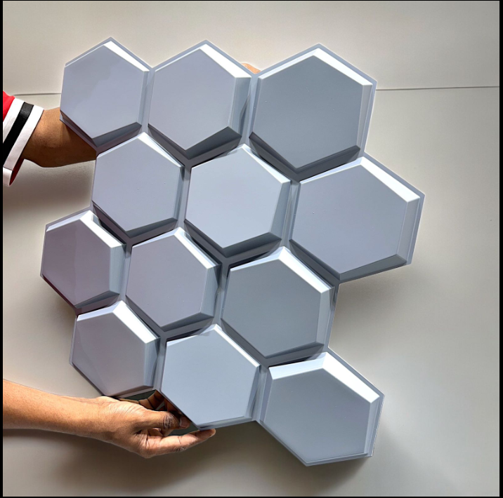 Hexagon 3D PVC Brown Wall Panels (Box of 50 pc) - 3 colors