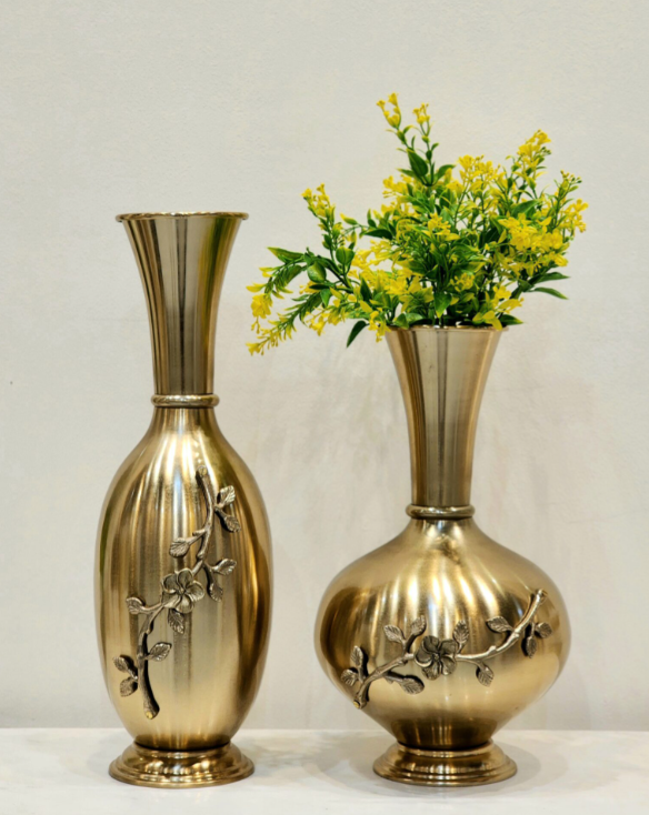 Antique Golden Metal Vases | Set of 2 SWASTIK CREATIONS The Trend Point