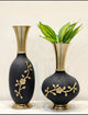 Floral Casted Table Top Metal Vases | Set of 2