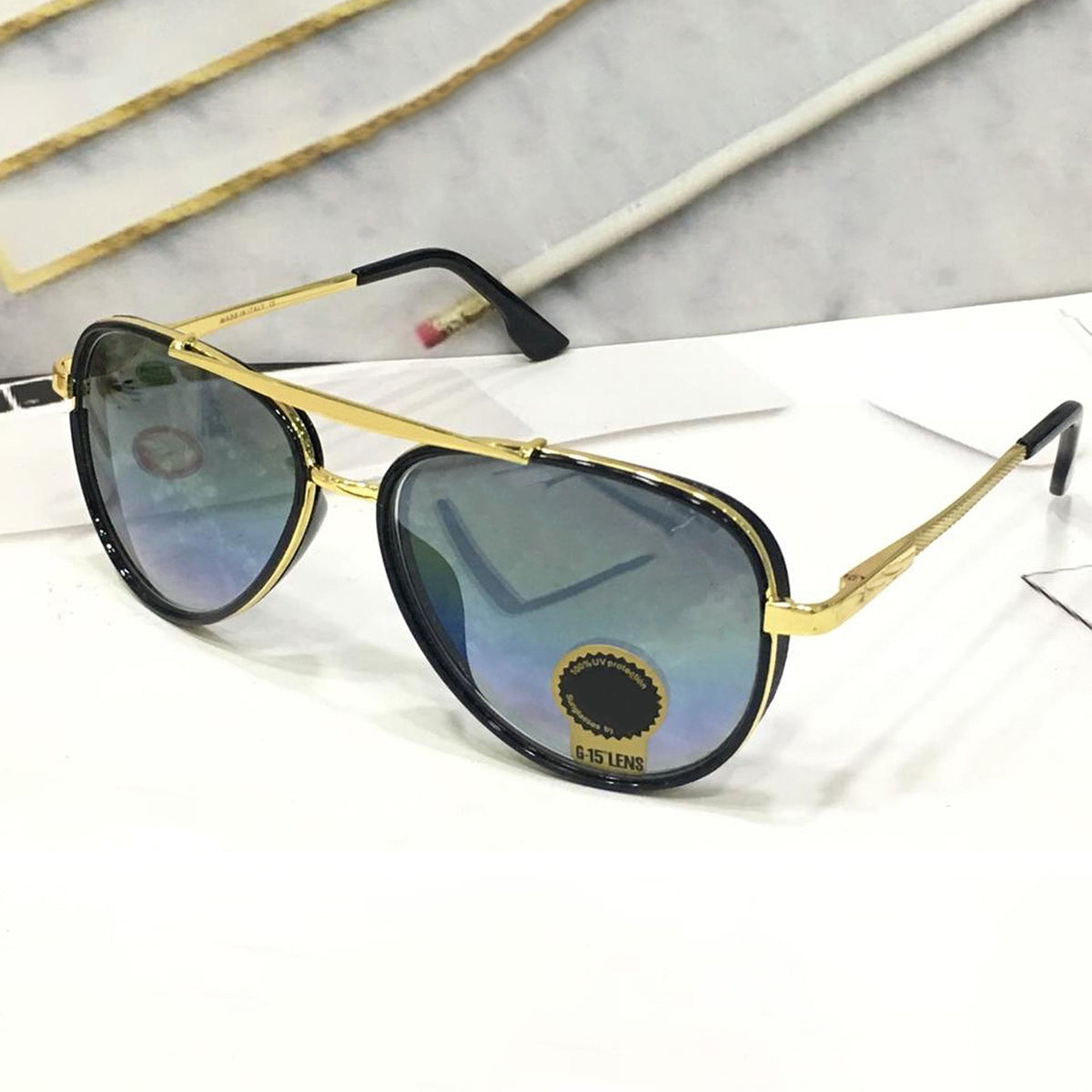 Frogurist 4414 Aviator Sunglasses (SUN-RN-4414-BLU2GLD-M) SWASTIK CREATIONS The Trend Point