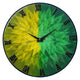 Swastik Trend Point Exquisite Wooden Handmade Wall Clock Green With Yellow And Goldan Printed Acrylic Wall Clock for Home & Office Decorative Big Size Clock (16 Inch)