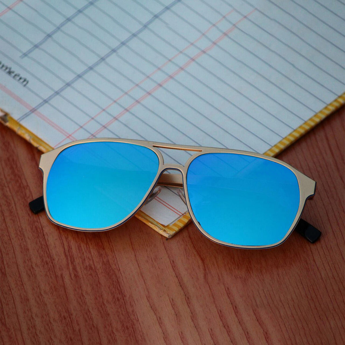 Aqua Blue MECH BEASTS Square Sunglasses (SUN-LC-0144-AQB3GLD) - SWASTIK CREATIONS The Trend Point SWASTIK CREATIONS The Trend Point