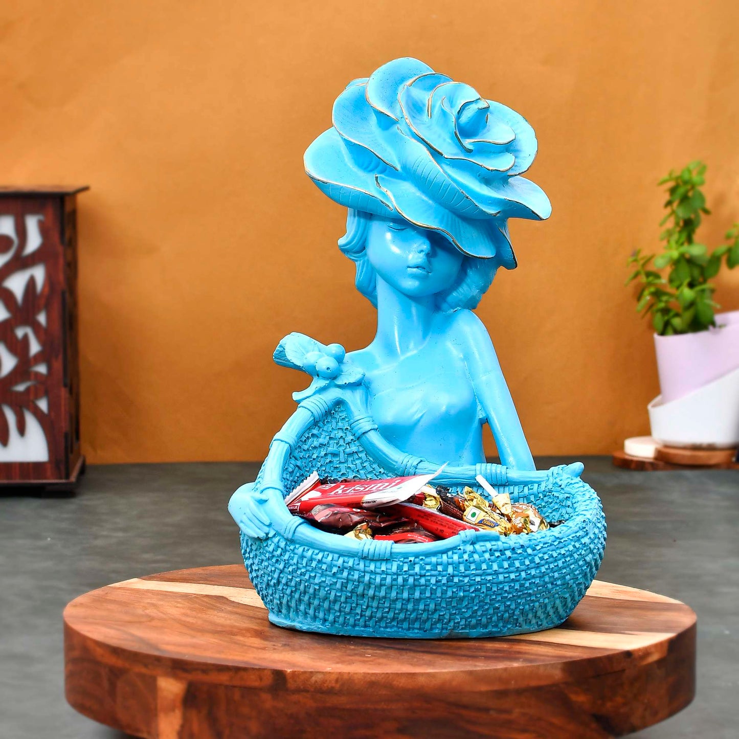 Swastik Trend Point Decorative Lady with Basket Statue for Home Decor Showpiece Figurine -10 SWASTIK CREATIONS The Trend Point