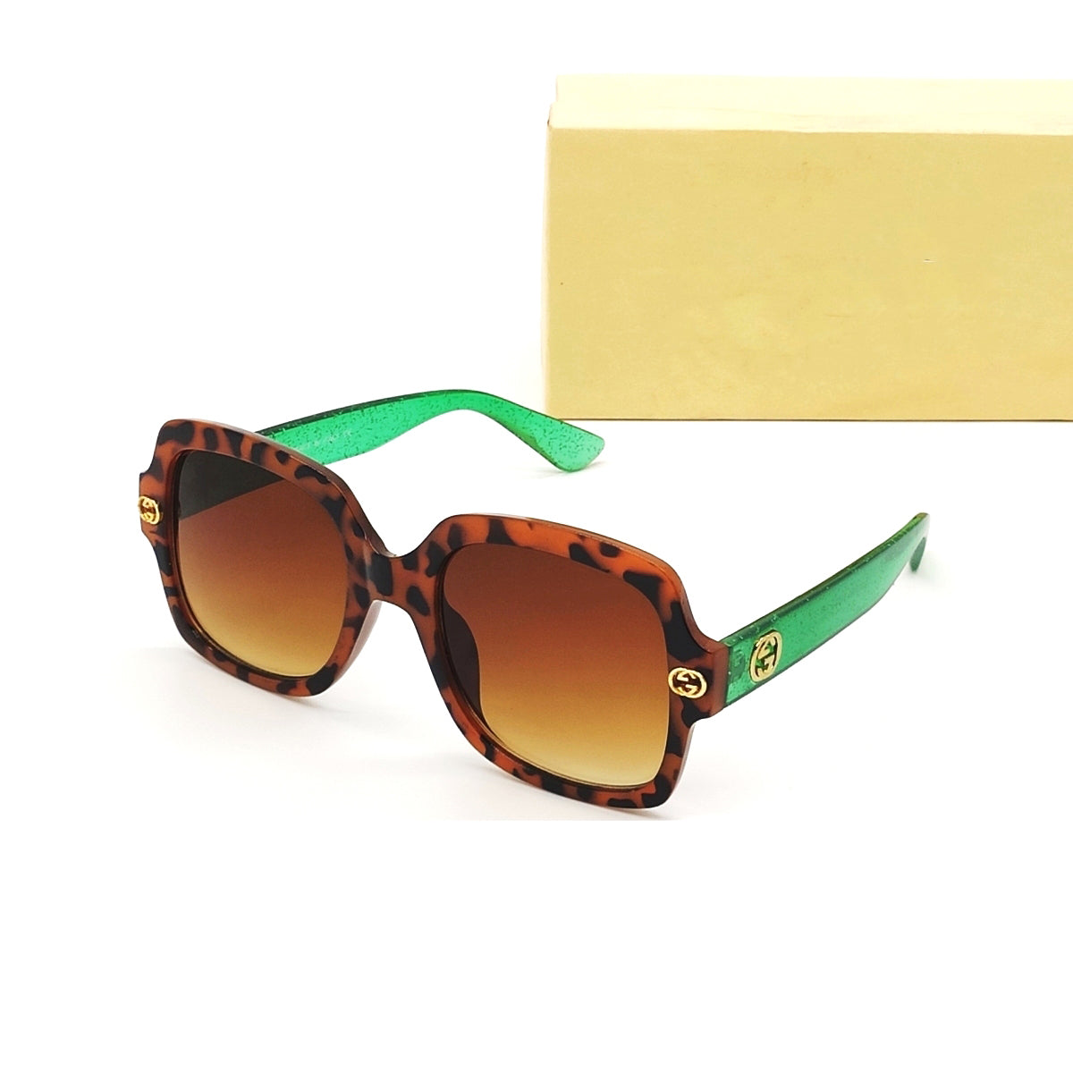 Brown TDF Square Sunglasses (SUN-GC-0333-BRN2GRN-LEOPARD) - SWASTIK CREATIONS The Trend Point SWASTIK CREATIONS The Trend Point