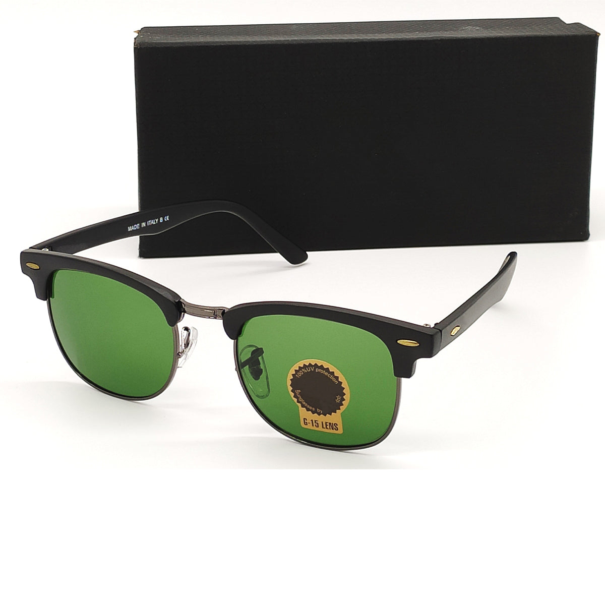 Green Eltrose Square Sunglasses (SUN-RN-3016-GRN1GLD-M) SWASTIK CREATIONS The Trend Point