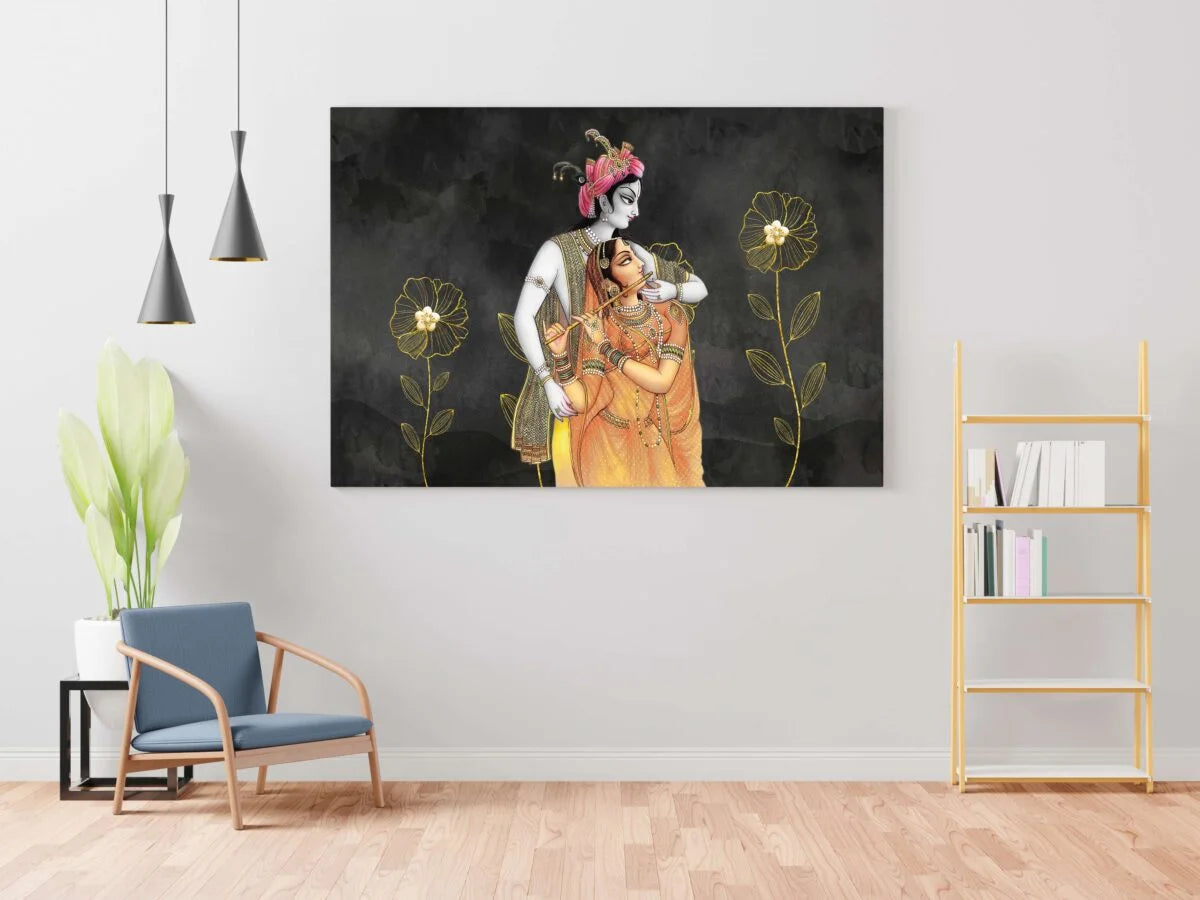 CH-RK-LDP23 Radha Krishna Canvas Paintings For Wall Decoration For Living Room Bedroom Home Office & Hotels SWASTIK CREATIONS The Trend Point