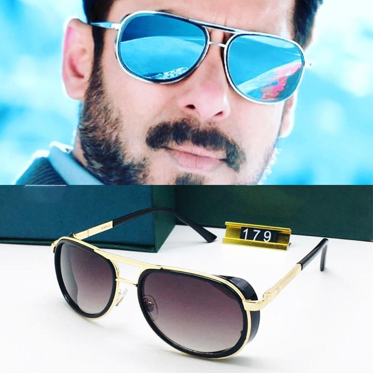 Black Speciale Oval Sunglasses (SUN-LC-0179-BLK2GLD) - SWASTIK CREATIONS The Trend Point SWASTIK CREATIONS The Trend Point