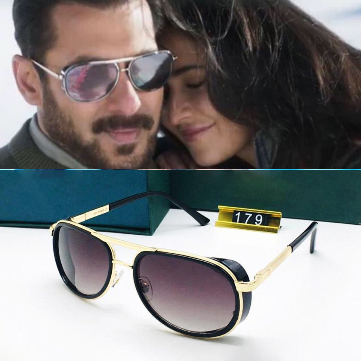 Black Speciale Oval Sunglasses (SUN-LC-0179-BLK2GLD) - SWASTIK CREATIONS The Trend Point SWASTIK CREATIONS The Trend Point