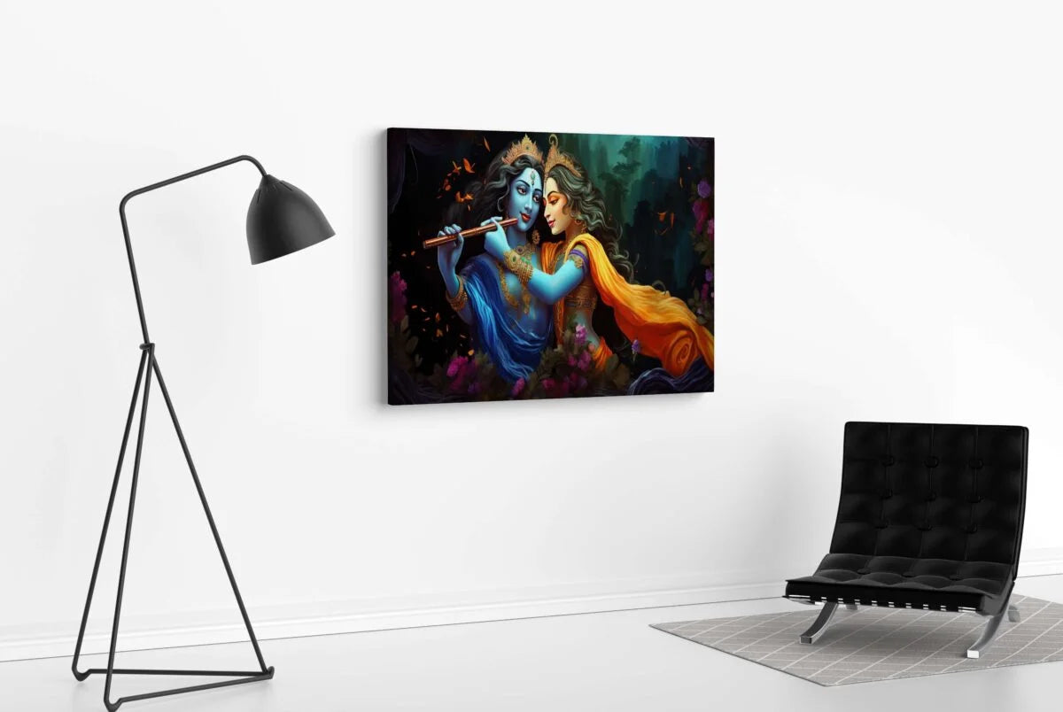 CH-RK-LDP12 Radha Krishna Canvas Paintings For Wall Decoration For Living Room Bedroom Home Office & Hotels SWASTIK CREATIONS The Trend Point