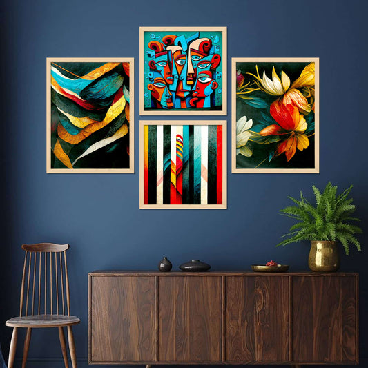 Swastik Trend Point Wall Painting For Home/Wall Decoration - Wall Painting For Living Room Bedroom Framed - Frames For Office Wall Decor (Set of 4) 18