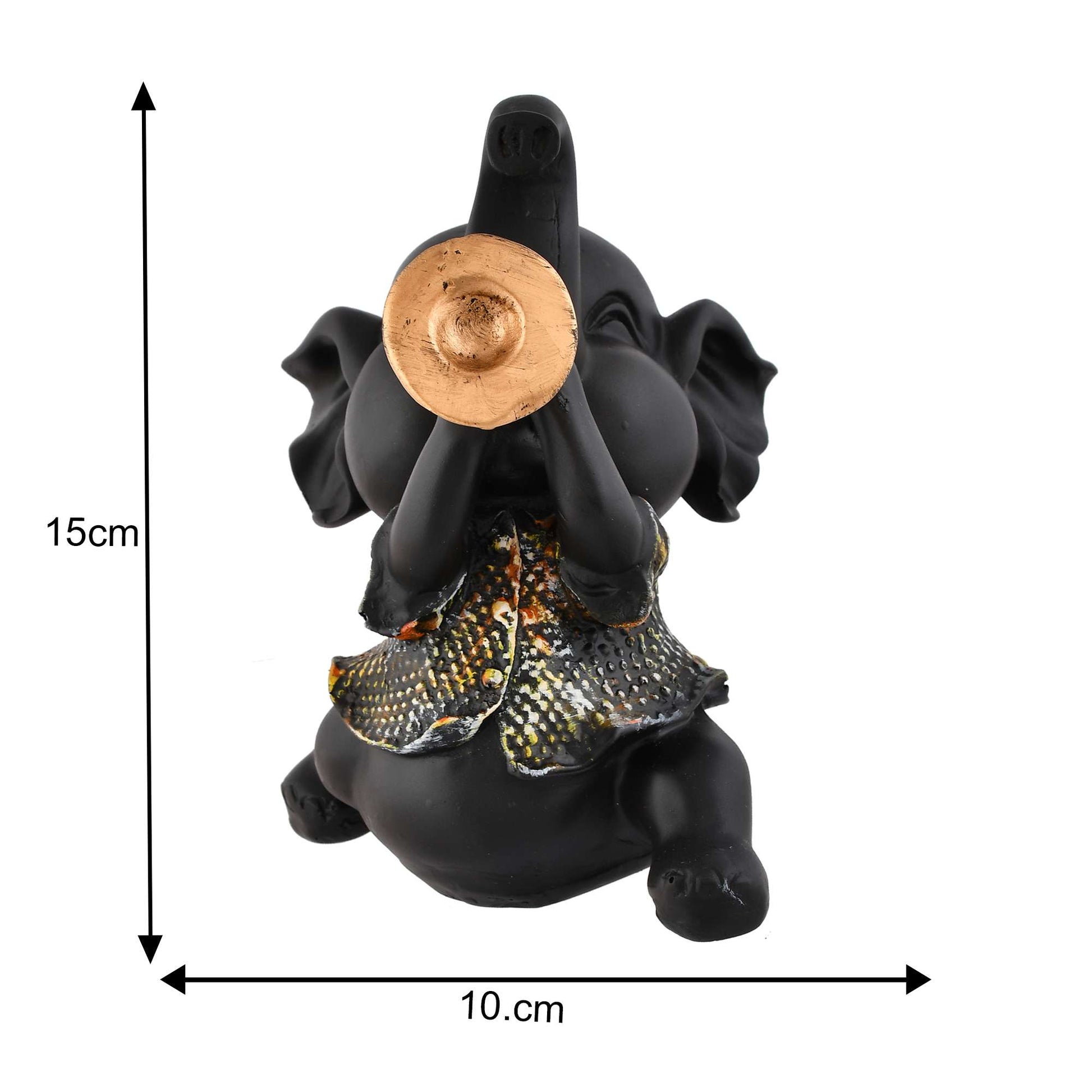 Swastik Trend Point Elephant Playing Musical Instrument Sculpture for Home Decor Showpiece Figurine 15cm*11cm*20cm