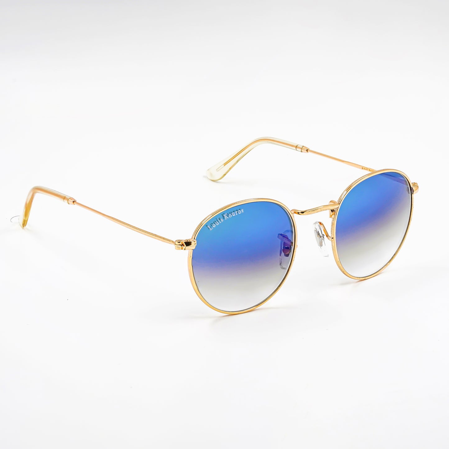 Blue Mezage Round Premium Sunglasses (SUN-LK-3447-BLU2GLD-M) SWASTIK CREATIONS The Trend Point