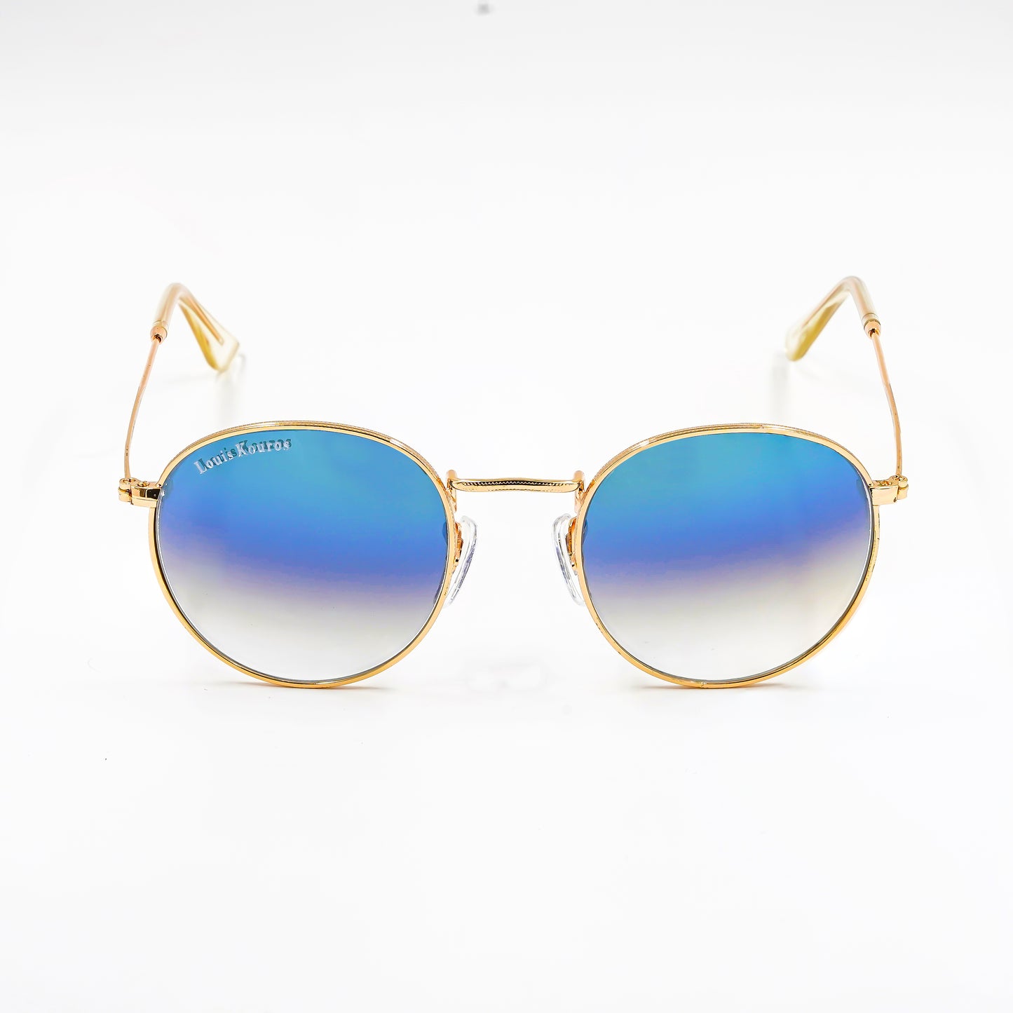 Blue Mezage Round Premium Sunglasses (SUN-LK-3447-BLU2GLD-M) SWASTIK CREATIONS The Trend Point