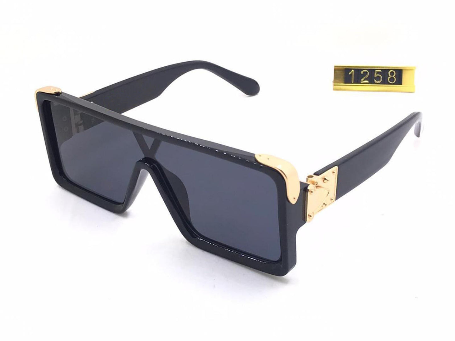 Black Manchester Square Sunglasses (SUN-LV-1258-BLK1GLD-BLK) SWASTIK CREATIONS The Trend Point