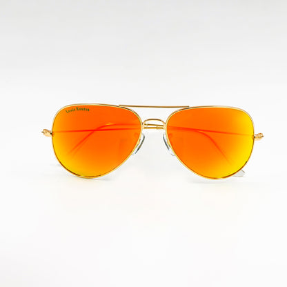 Orange Armstoner Aviator Sunglasses (SUN-LK-3026-ORG3GLD-M)