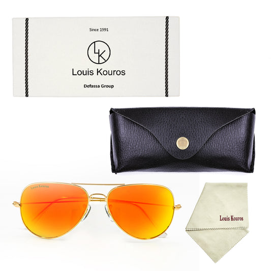 Orange Armstoner Aviator Sunglasses (SUN-LK-3026-ORG3GLD-M)