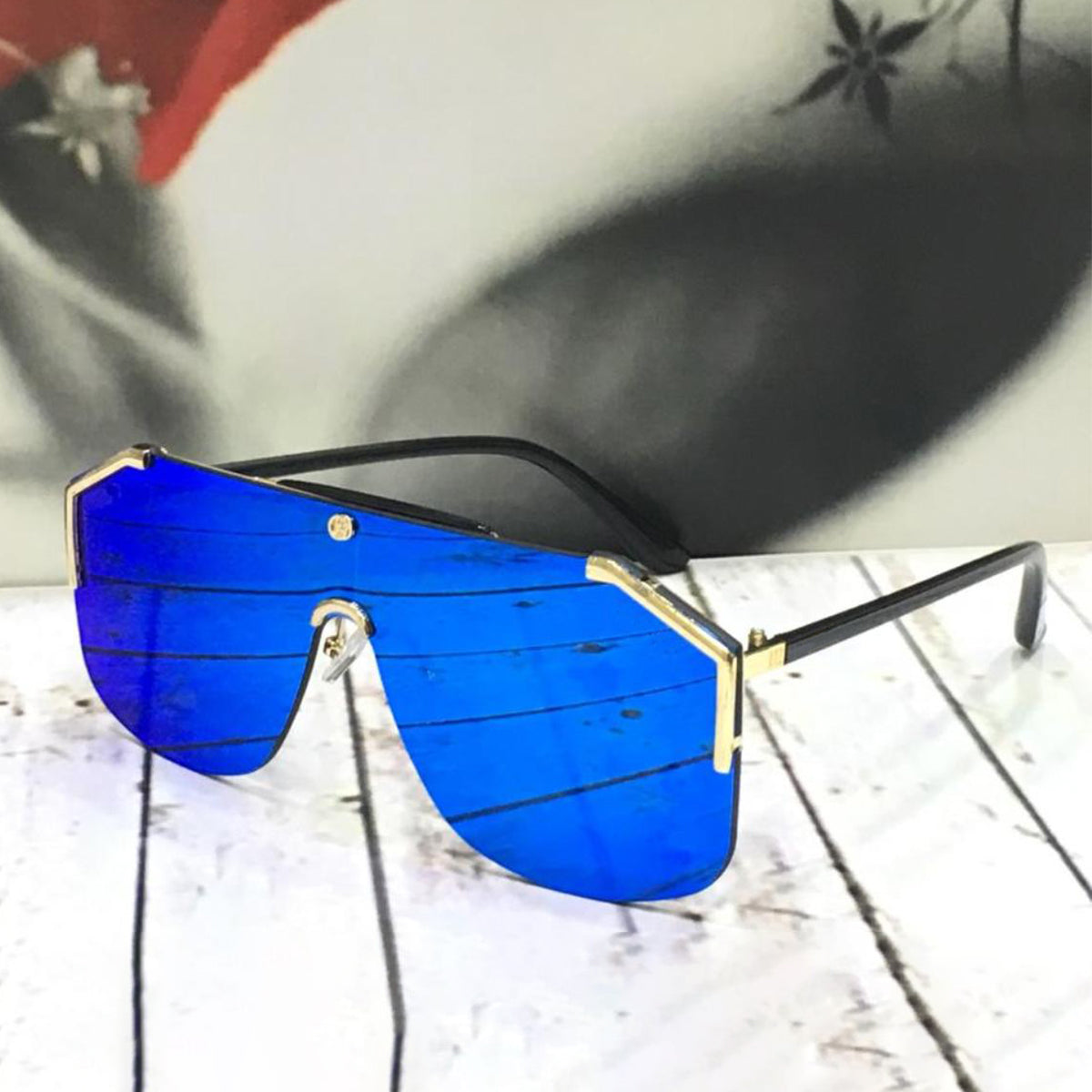 Blue California Square Sunglasses (SUN-GC-0291-BLU3GLD) - SWASTIK CREATIONS The Trend Point SWASTIK CREATIONS The Trend Point