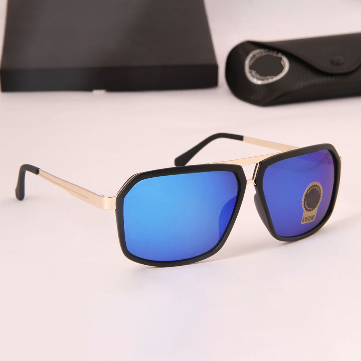 TRANSMORPHERS 4185 Square Sunglasses (SUN-RN-4185-BLU3GLD-BLK-M) SWASTIK CREATIONS The Trend Point