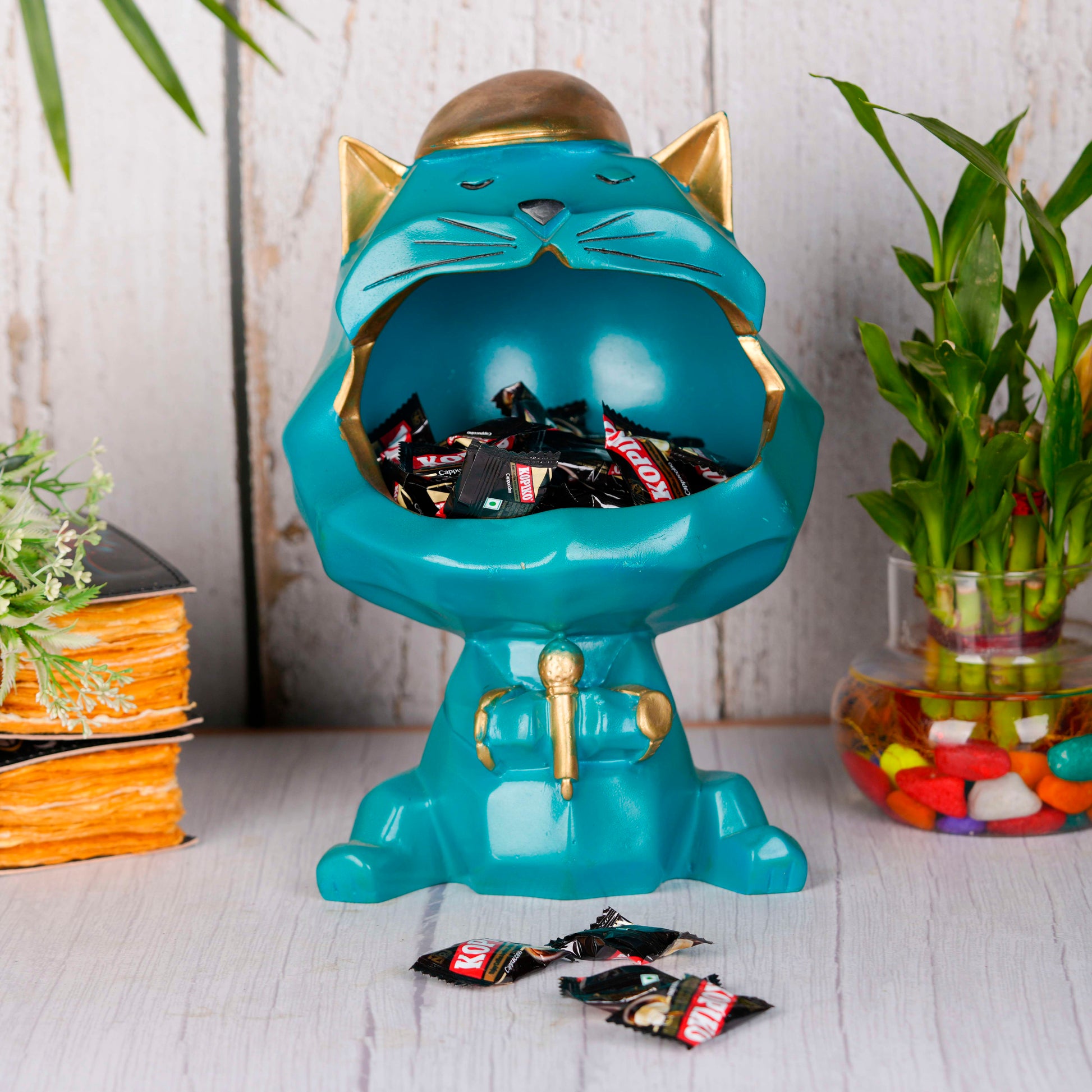 Swastik Creations Cool Cat Big Mouth Cat Storage Box Home Decoration Ornamental Resin Art Sculpture Figurines Home Decor Gift Decorative