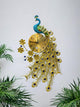 Golden Peacock Metal Wall Clock