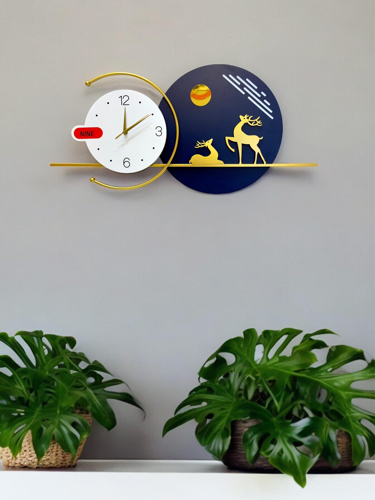 Large Deer Metal Wall Clock SWASTIK CREATIONS The Trend Point