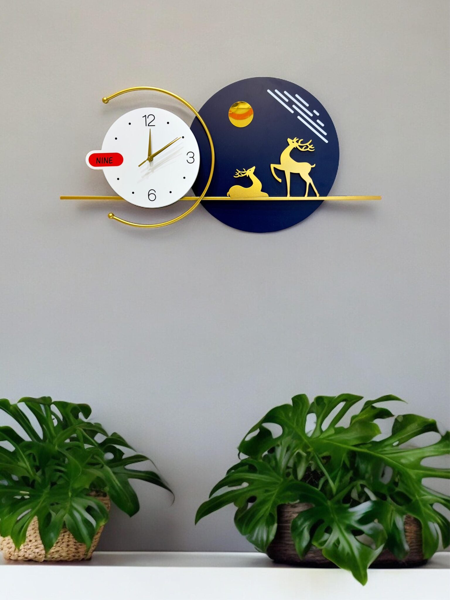 Large Deer Metal Wall Clock