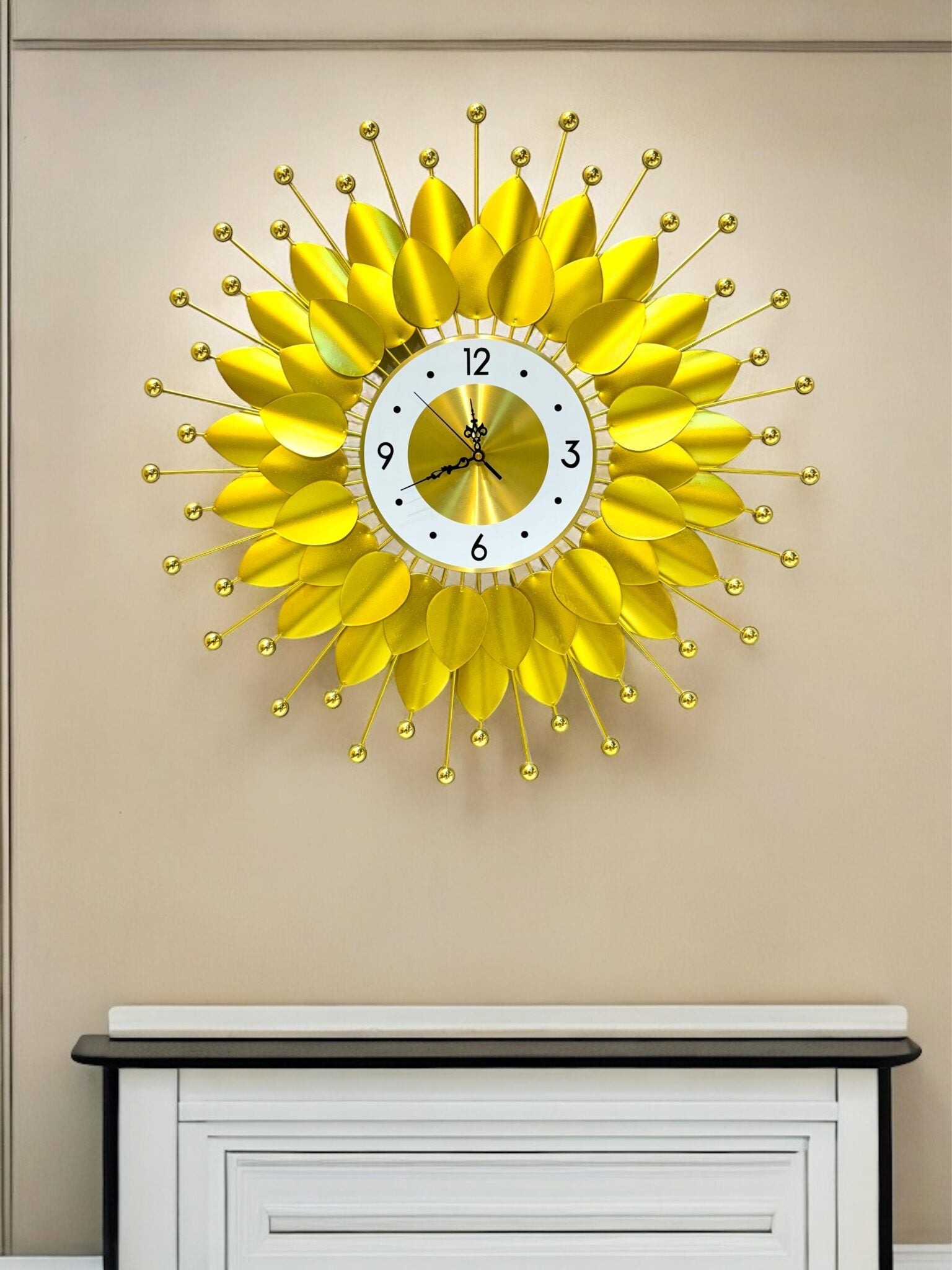 Golden Round Metal Wall Clock Art