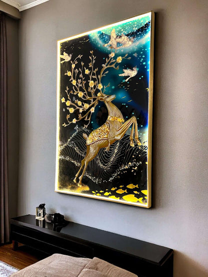 Running Deer Crystal Painting with LED